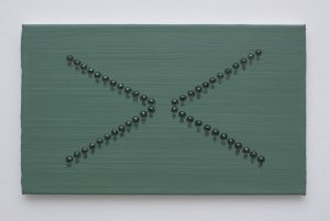Katalin KÁLDI: Green Relation Signs, 2012, oil on canvas, 20 x 50 cm