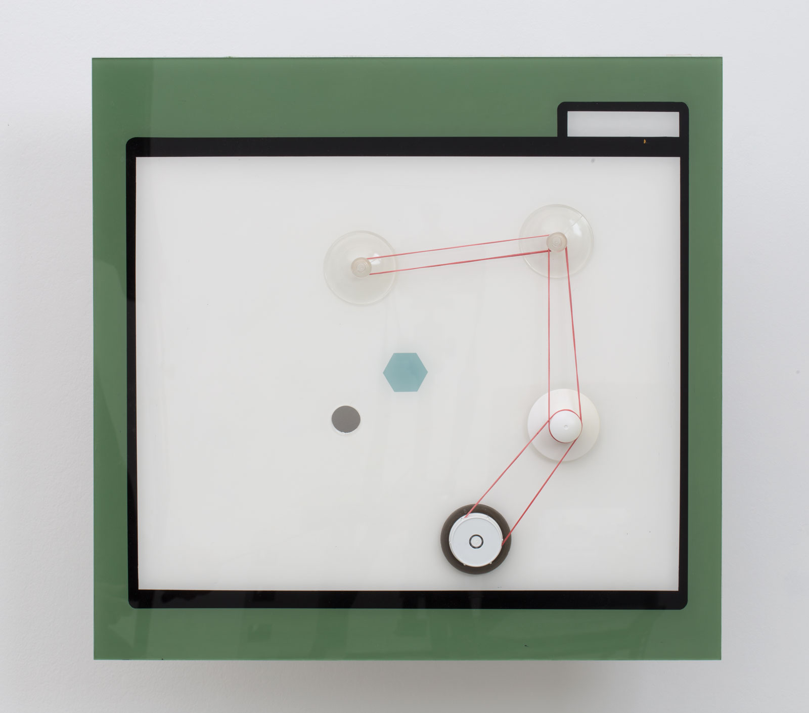 Ádám KOKESCH: Untitled, 2015, acrylic, plexi, rubber, plywood, 46 x 48 x 20 cm