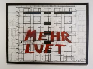 János SUGÁR: Mehr Luft, 2013, archival pigment print, paper, stencil, pencil, 59 x 80 cm