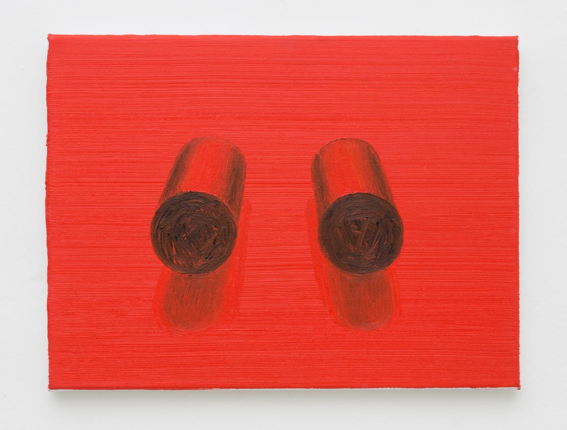 Katalin KÁLDI: Two Cylinders, 2016, oil on canvas, 30 x 40 cm