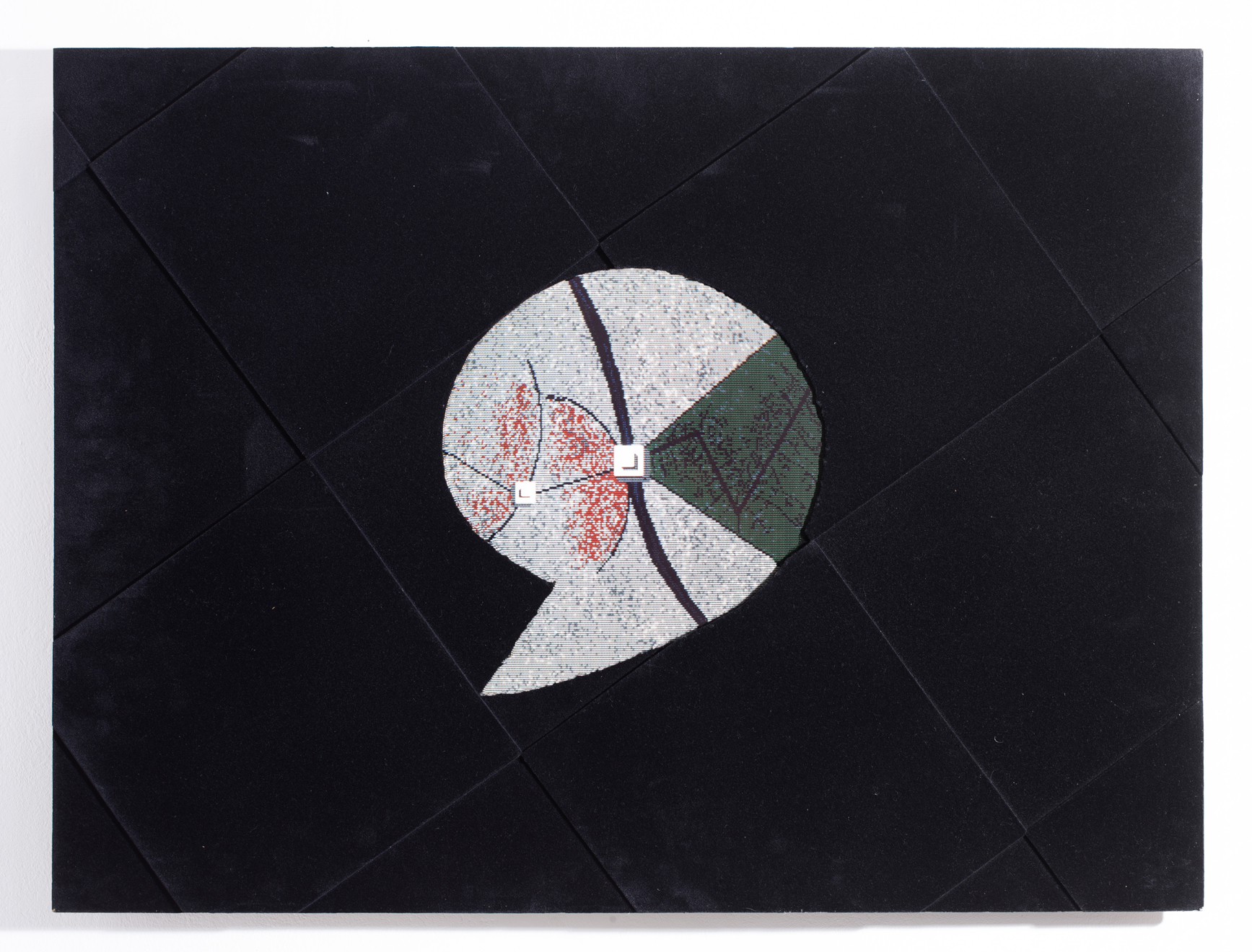 János SUGÁR: The Dimension of Consequences, 1990, fiberboard, flocking, computer graphics, 60 × 80 cm