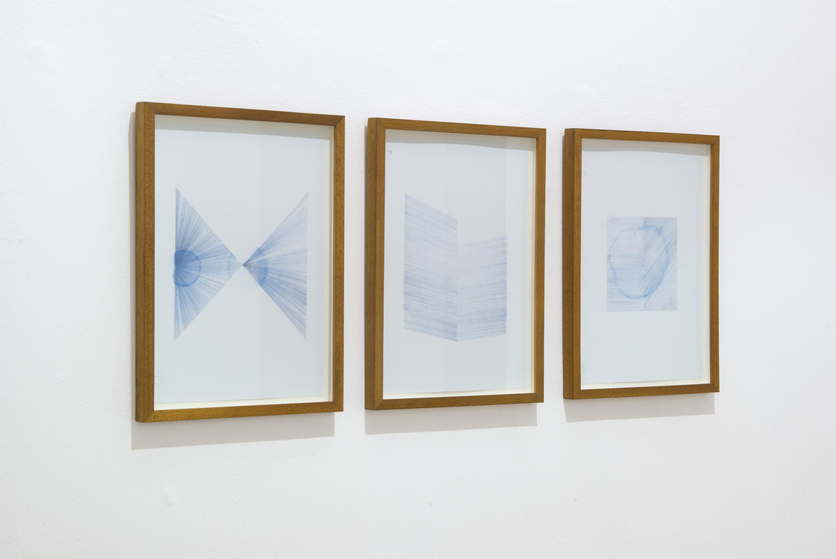 Júlia VÉCSEI: Correction series, 2010-2011, carbon paper, paper, 29 x 21 cm