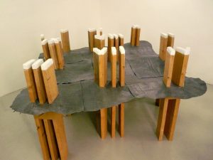 János SUGÁR: Roman Numbers, 1988, wood, lead, plaster, dimensions variable