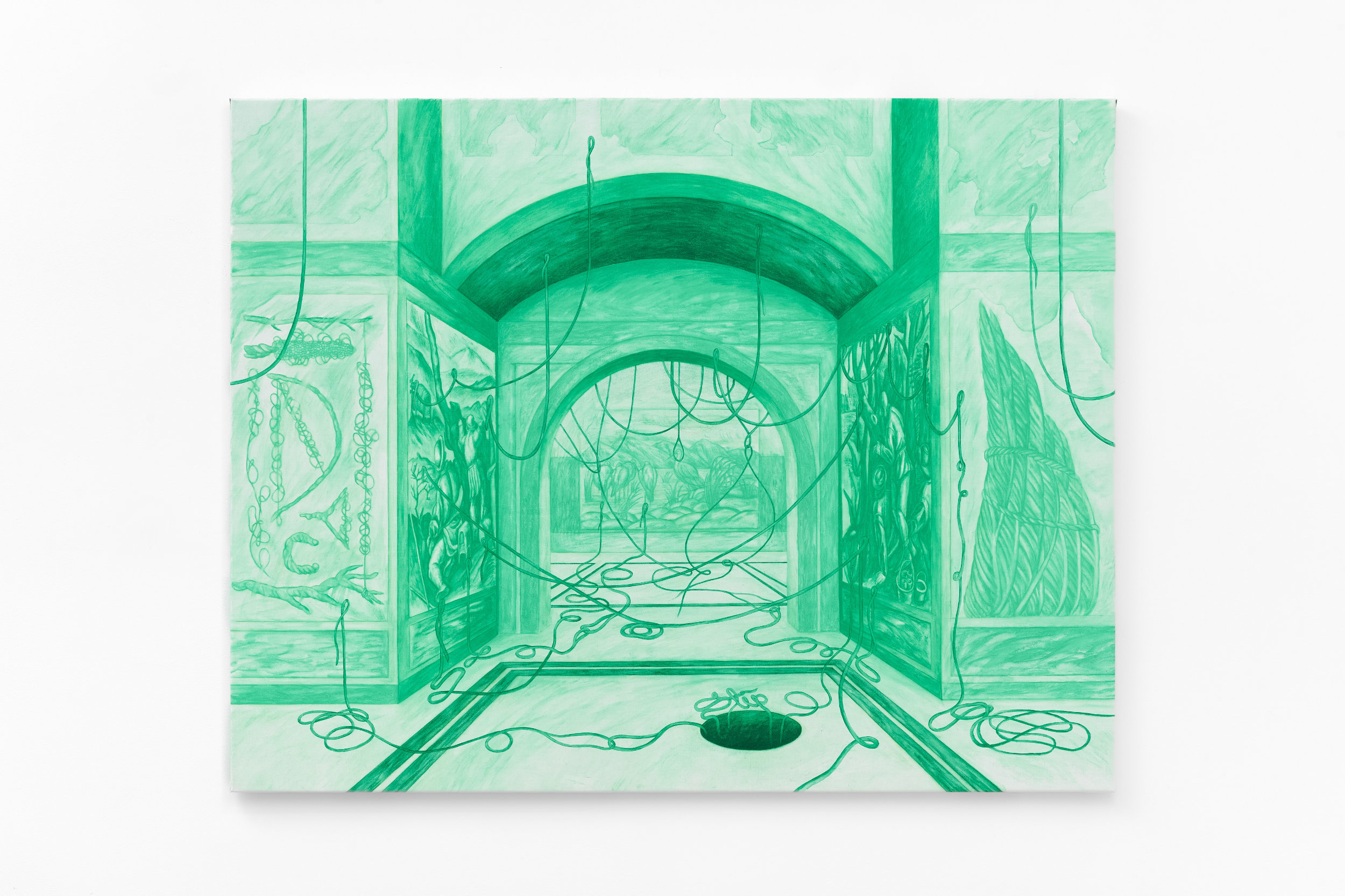Dominika Trapp: Slip!, 2026, watercolour chalk on canvas