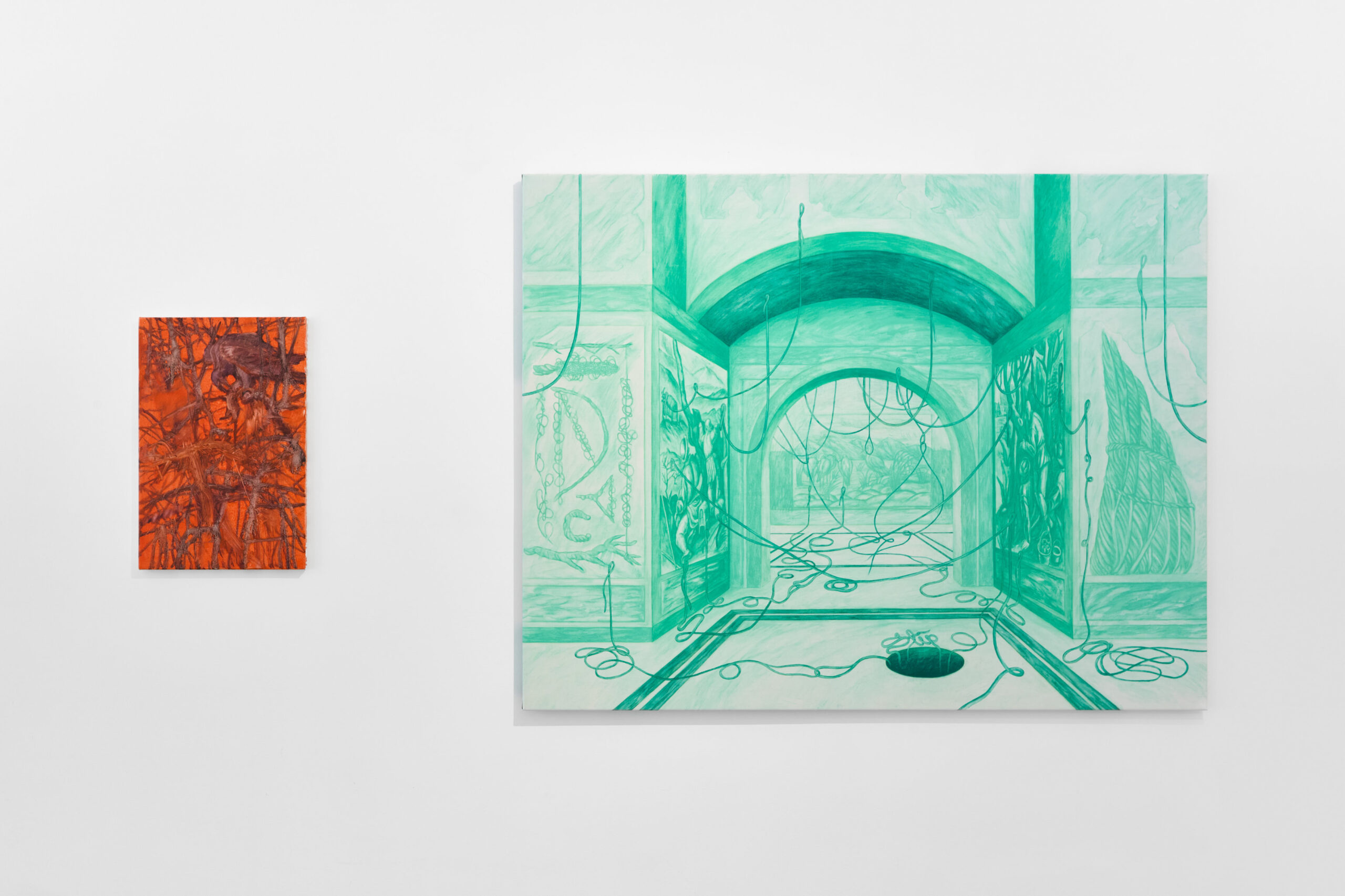Kateryna Aliinyk, Dominika Trapp: ‘we swallowed an air like earth…’, installation view, 2026